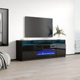 thumbnail image 2 of Reno BL05 Fireplace TV Stand for TVs up to 70", Modern High Gloss 63" Entertainment Center, Electric Fireplace TV Media Console with Storage Cabinets and LED Lights, 2 of 5