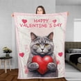 thumbnail image 3 of Happy Valentine's Day British Shorthair Brings Love Heart Cozy Fleece Blanket Cat Lover Kitten Owner Gifts Warm Soft Throw Blanket - 02028, 3 of 5