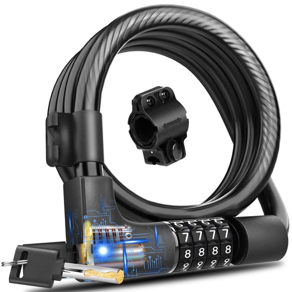 Keystp Cable De Candado De Bicicleta Con Combinación Y Contraseña De Llave Candado De Bicicleta Recuperable Perdido Candado De Combinación De Bicicleta Reiniciable Seguro En Espiral Antirrobo Con Sopo