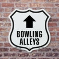 thumbnail image 4 of Bowling Alleys Up 12 inch X 12 inch Shield-Shaped Rust-Free Aluminum Metal Sign Weather Resistant Made in the USA, 4 of 6