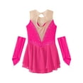 thumbnail image 6 of TSSOE Kids Girls Figure Ice Skating Dress Sleeveless Lyrical Ballet Dance Leotard Dresses with Gloves Hot Pink 14, 6 of 7