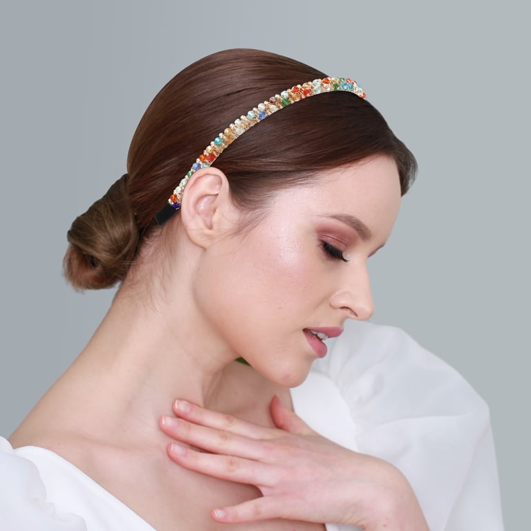 2 RHINESTONES HEADBANDS Elena Designs E817 - Two Row Rhinestone Headband | Elena  main image 4