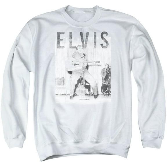 Elvis Presley With The Band Adult Crewneck Sweatshirt White