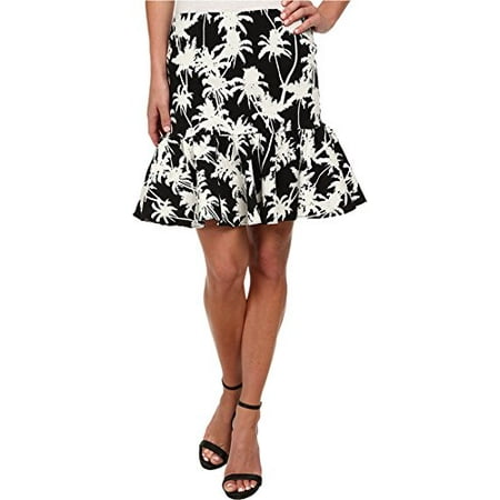 Nicole Miller Women's Palm Medley Ruffle Bottom Skirt Black/White Skirt ...