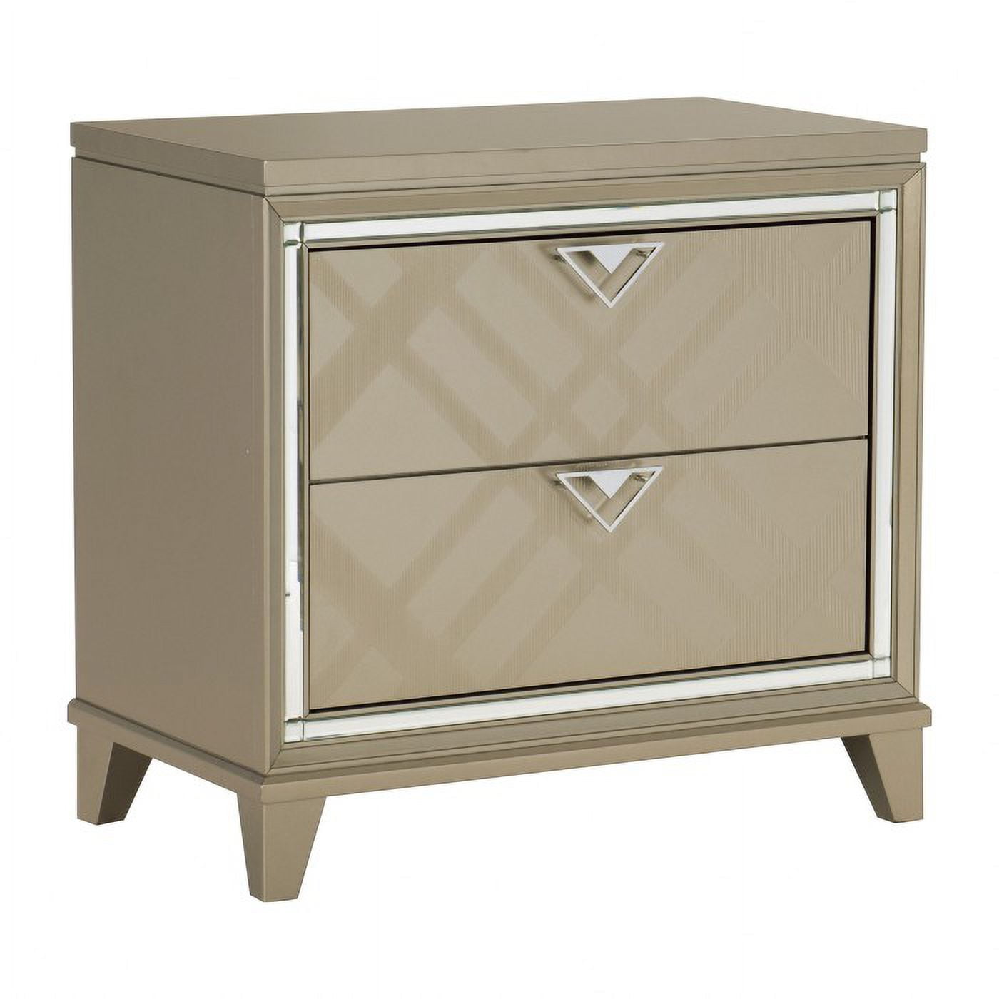 Bijou Collection Glamorous Mirrored Nightstand with Unique Chrome Hardware