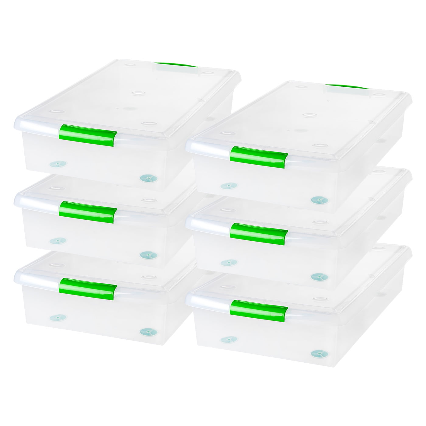 IRIS 40 Quart Underbed Store and Slide Storage Box, Green Handle, 6