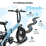 Jasion EB6 Electric Bike for Adults, 1000W Peak Motor Folding Ebike with 48V Removable Built-in Battery, Up to 50 Miles, 20 Fat Tire Foldable Electric Bicycle, UL 2849