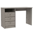 thumbnail image 3 of Gray Workstation Desk With 3 Drawers And Open Shelf For Productivity 3 Efficient Office Setup, 3 of 5