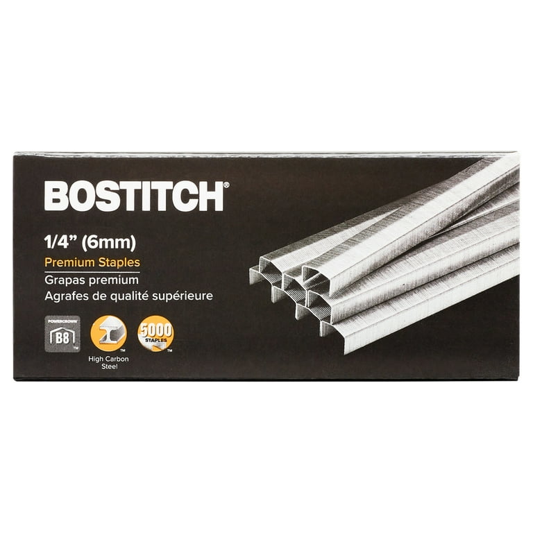 BOSTITCH B8 PowerCrown Premium Staples, 1/4 Leg Length, 5000 per Box