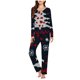 thumbnail image 2 of Puntoco Conjunto de pijama con pantalones largos y cuello en V con estampado navideño para mujer, 2 of 5