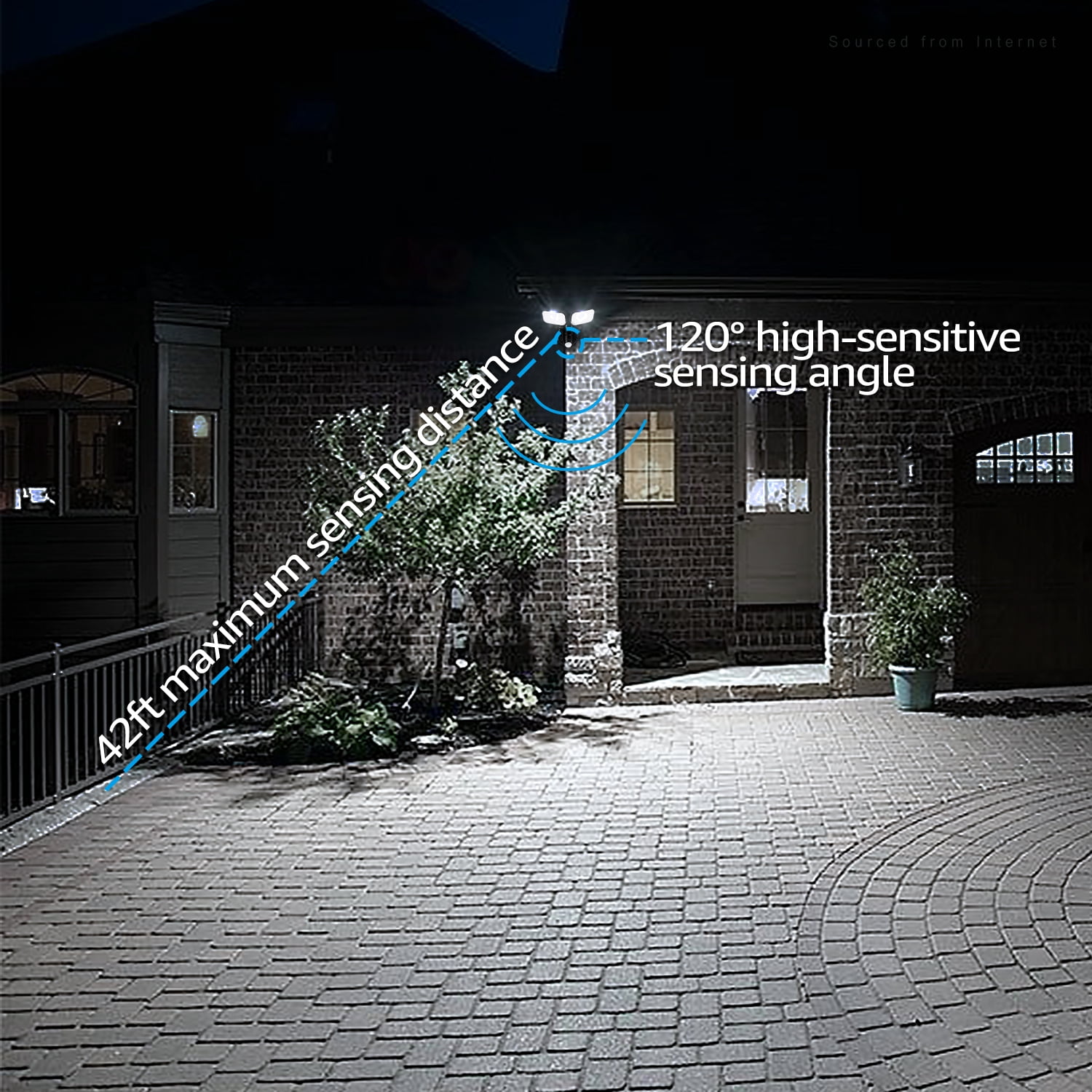 4 Pack LED Solar Outdoor Security Lights with Motion Sensor, Adjustable Dual-Head Flood Light