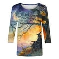 thumbnail image 5 of VKOYWKM Halloween Shirt for Women 3/4 Sleeve Witch Print T Shirts Halloween Tunic Tops Loose Fit Crew Neck Party Blouse, 5 of 5