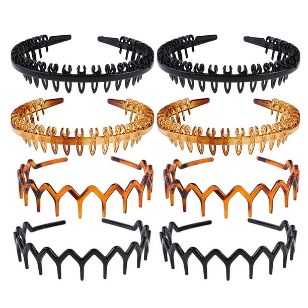 GOOHOCHY 8 diademas de plástico antideslizantes con dientes y peine para el pelo, accesorio para mujer