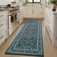 thumbnail image 4 of Garvee Vintage Floral Print Runner Rug, 2'X6' Washable Rug Stain Resistant Indoor Carpet Non-Slip Low Pile Floor Rugs for Entryway Bedroom Hallway Kitchen, Blue, 4 of 7