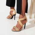thumbnail image 4 of Zapatos de mujer Sandalias con cremallera en la espalda Tacón súper alto Peep Toe Cadena de moda Casual Correas cruzadas Stilettos Wmkox8yii hfjk4207, 4 of 7