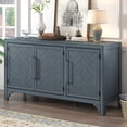 thumbnail image 2 of EUROCO 60'' Sideboard Storage Buffet Cabinet, MDF Buffet Cabinet with 3 Doors, Pine veneer and Adjustable Shelves for Living Rooms, Entrance and Study Rooms, Navy Blue, 2 of 8