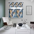 thumbnail image 4 of Navy Blue Yellow Feather Kitchen Curtains Sets for Windows 36 Inch Length, Simpler Modern Abstract Art Rod Pocket Window Treatments Tier Curtains and Valances Set for Bedroom/Bathroom, 4 of 8