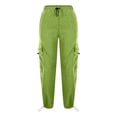 thumbnail image 4 of Hudaneo Girls Cargo Pants High Waisted Baggy Streetwear Pants with Pockets Wide Leg Streetwear Kids Pants, Green 4-5 Years, 4 of 7