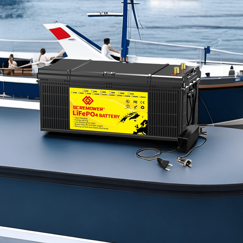 12V 200AH Lithium LiFePO4 Battery Bluetooth,SCREMOWER 200A BMS RV Batteries for Camping Trolling Motor Boat