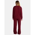 thumbnail image 2 of Lissome Women’s Soft Brushed Waffle Oversized Long Sleeve Top and Wide Leg Pant Lounge Set, 2-Piece, Sizes S-3X, 2 of 4