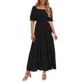 thumbnail image 1 of Vestido midi PRETTYGARDEN para mujer, verano 2025, estampado floral, negro, 1 of 7