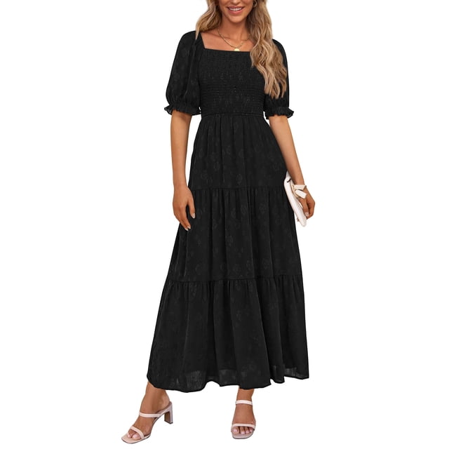 Vestido midi PRETTYGARDEN para mujer, verano 2025, estampado floral, negro