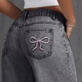 thumbnail image 4 of UAYOTSE Girls Wide Leg Jeans Baggy Bow Embroidery High Elastic Waist Denim Pants Cute Trendy Tween Streetwear,Sizes 12-13 Years, 4 of 8