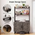 thumbnail image 3 of ROGALIS 55'' Cat Litter Box Enclosure with 2 Shelves and Charging Sockets, Wooden Cat House Hidden Litter Box Furniture, Large Indoor Cabinet for Livingroom and Entryway, Gray, 3 of 7