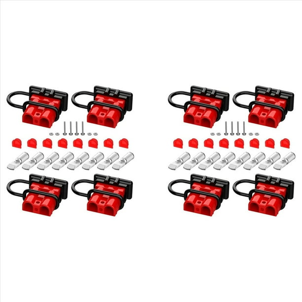 2X Conector Anderson, Batería de Calibre 6-12 de 50 Amperios, Conexión Rápida con Tapón Antipolvo, Desconexión del Enchufe Anderson de 12 V-36 V
