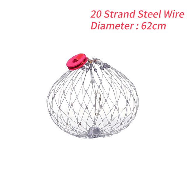 1 Pce Piège à Crabe Filet de Pêche Fermeture Automatique Piège à Crabe Cage de Capture Outils de Pêche Extérieur Piège en Acier Inoxydable 20 Filets à Crabe