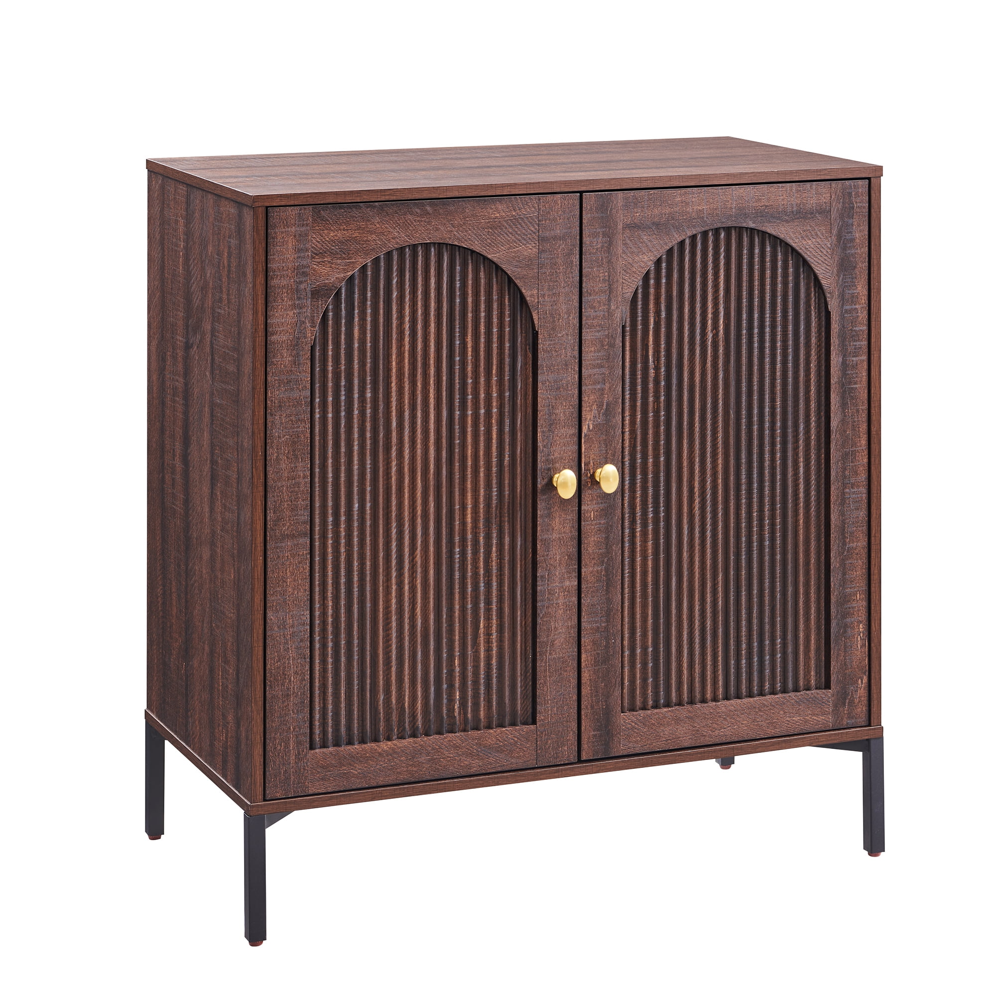 SinCiDo Buffet Cabinet with Storage, 34" Tall Wooden Arched Sideboard Cabinet with/Adjustable Shelf, Fluted Accent Cabinet for Dining Room, Kitchen