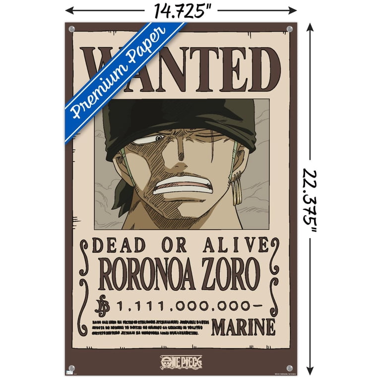 ONE PIECE １〜60& WANTED One Piece - Roronoa Zoro Wanted Poster Wall Poster with Push Pins