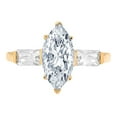 thumbnail image 3 of 2 ct Marquise Cut Simulated Blue Diamond 3 Stone 14K Yellow Gold Womens Engagement Ring, 3 of 6