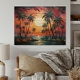 thumbnail image 2 of Designart "Orange Pink Palm Trees modern VI" Palm Trees Print on Natural Pine Wood, 2 of 5