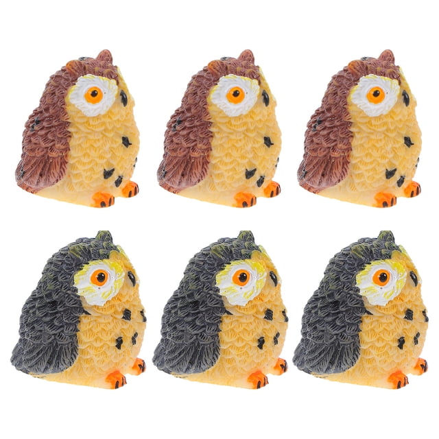 Minkissy 6 Pcs Figurine Hibou Décor en Résine pour Jardins Féeriques Terrariums