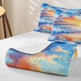 thumbnail image 4 of jejeloiu Sunset Beach Wave Quilt Full,Colorful Sky Full Bedspread Sets For Boys,Orange Blue,3-Piece, 4 of 7