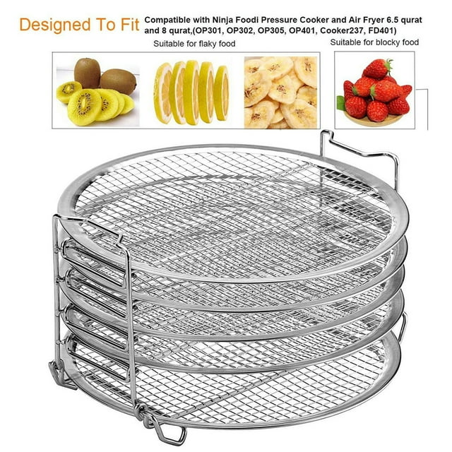 Stainless Steel Dehydrator Rack 5-layer Air Fryer Accessories; 5-layer Air Fryer Stand Pressure Cooker Accessories Replacement for Ninja Foodi