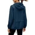 thumbnail image 6 of Htigea Outdoor Rain Jacket for Women Lightweight Waterproof Raincoat Full Zip Up Hooded Windbreaker with Pockets Light Blue L, 6 of 9