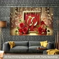 thumbnail image 4 of Elegant Red Rose Wedding Backdrop Golden Glitter Dots Ring Bridal Shower Photography Background Crystal Tassels Red Floral Engagement Anniversary Party Decorations Banner Supplies Photo Booth Props, 4 of 5