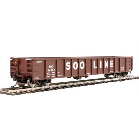 Walthers HO Scale 53' Railgon Gondola Soo Line (Oxide/White/Large Name) #64057