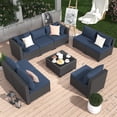 thumbnail image 7 of MRUAKA 9 Pieces Patio Conversation Set, Outdoor Sectional PE Rattan Wicker Furniture Seat,Blue, 7 of 7