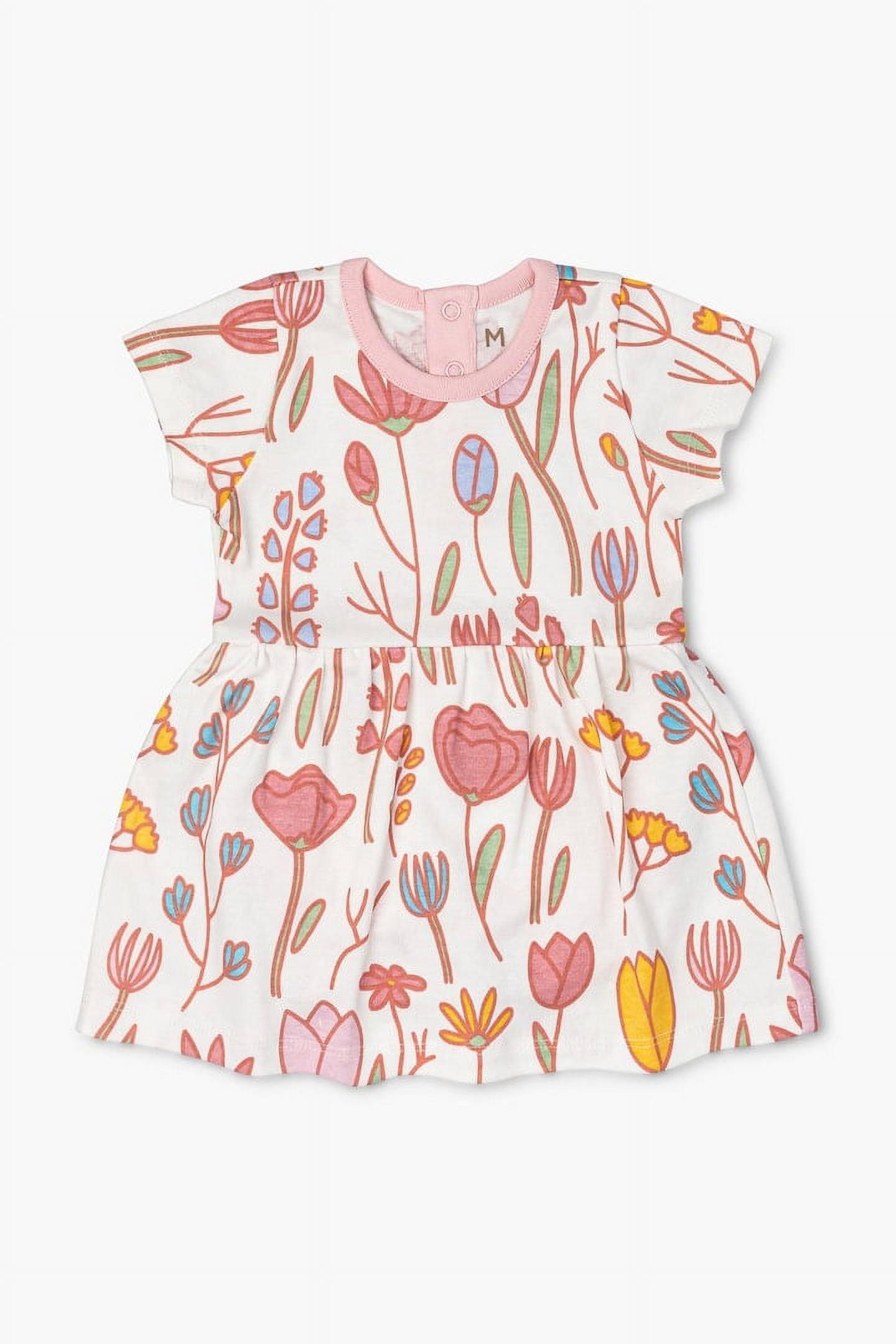 M+A by Monica + Andy Organic Gender Neutral Cotton Dress Romper + Cardigan Bundle, Sizes Newborn - 9 Months