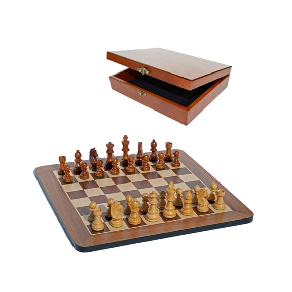 Grand Staunton Chess Set & Wooden Box – Tournament Size Weighted Pieces & Walnut Board – 19 in.