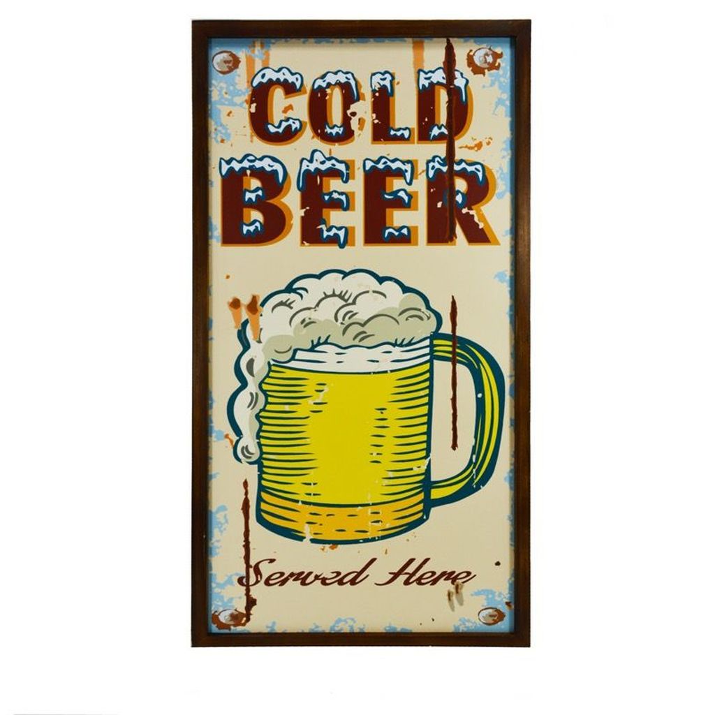 Cold Beer Served Here Distressed Wooden Sign