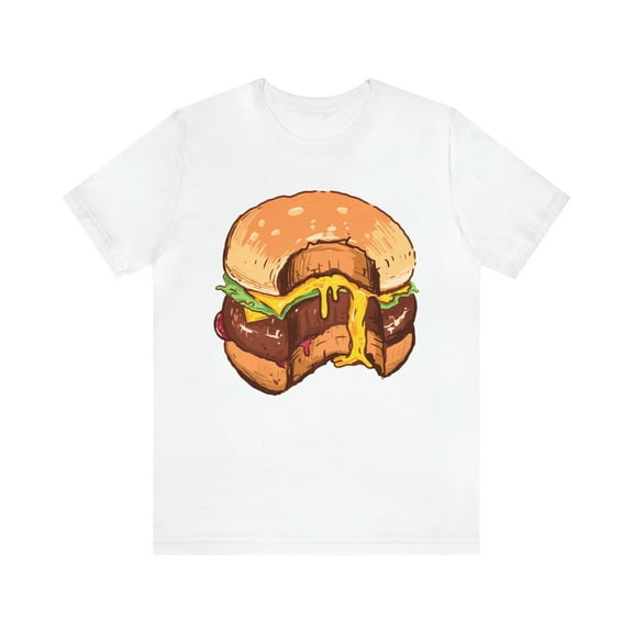 Hamburger Bite Eaten Shirt, Big Burger Shirts, Burger Lover T-Shirt