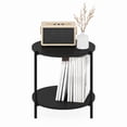 thumbnail image 5 of Furinno Besi 2-Tier Wide Round Side Table with Metal Legs, Metal Black End Table, Night Stand, Bedside Table with Open Shelf, for Living Room, Bedroom, Dark Americano, 5 of 5