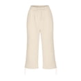 thumbnail image 6 of Nestiefly Cotton Linen Capri Pants for Women Petite Summer Pedal Capris 2026 Elastic High Waist Wide Leg Crop Trouser with Pockets Beige M, 6 of 7