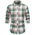 thumbnail image 1 of Yuyuzo Fall Casual Shirts for Men Plaid Work Blouse Button down Lapel V Neck Long Sleeve Going out Tops, 1 of 7