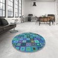 thumbnail image 4 of Ahgly Company Tapis Rond Lavable en Machine Intérieur Transitionnel Bleu Azur, 6 Pieds Rond, 4 of 7