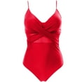 thumbnail image 4 of Sngxgn Women's Vintage Padded Push up Swimsuits Tummy Control Bathing Suits Swimwear(Red,M), 4 of 4